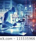 Laboratory assistant examines blood samples to identify pathologies, medical research 115535966