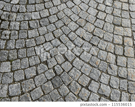 Background image of the surface of the sidewalk. Detailed texture of a pedestrian walkway with paving tiles. Paving slabs in the exterior. Background image of the surface of the sidewalk. Detailed texture of a pedestrian walkway with paving tiles. Paving slabs in the exterior. 115536015