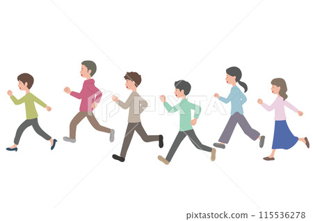 一群男人和女人跳躍的插圖 一群男人和女人跳躍的插圖 115536278