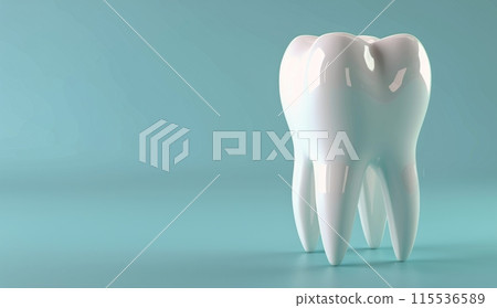 White Tooth Model on Blue Background 115536589