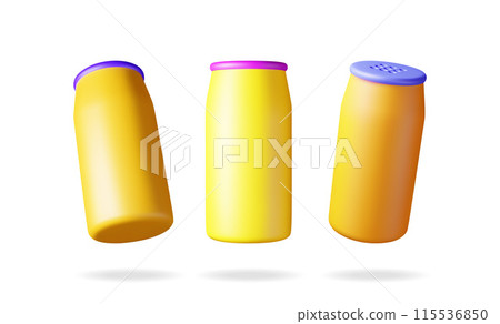 3D set of detergent powder bottle isolated 115536850