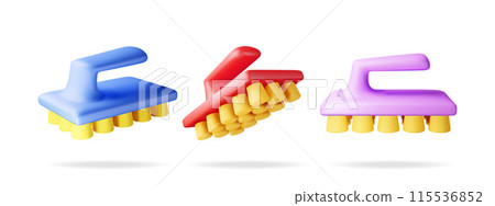 3D set of dry hand cleaning brush 115536852