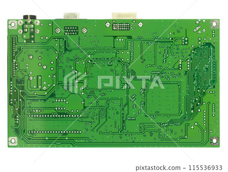 Green Printed Circuit Board Close-Up 115536933