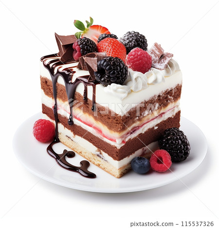 Tasty Fruit Pie Slice on White Background. Tasty Fruit Pie Slice on White Background. 115537326