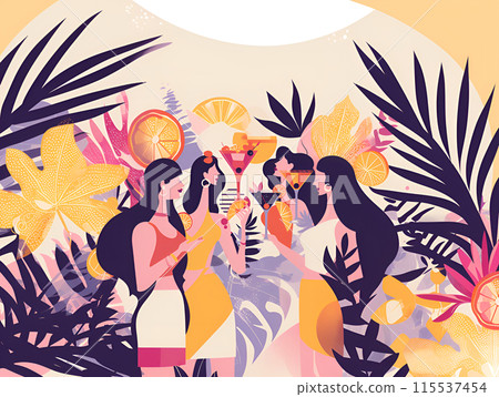 Vibrant Tropical Party with Cocktails 115537454