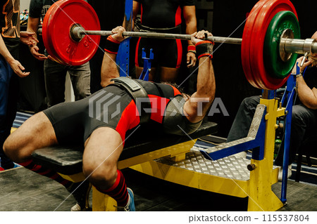 indian athlete start bench press at powerlifting competition indian athlete start bench press at powerlifting competition 115537804