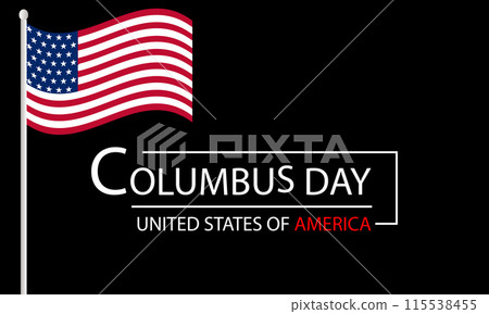 Happy Columbus Day Commemorate with a USA Flag Text Design Happy Columbus Day Commemorate with a USA Flag Text Design 115538455