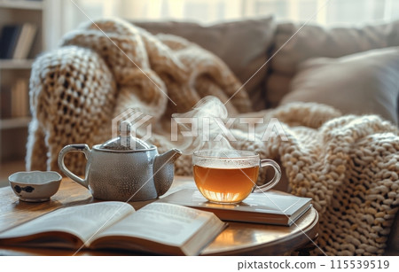 A Cozy Afternoon With a Book, Tea, and Sunlight 115539519
