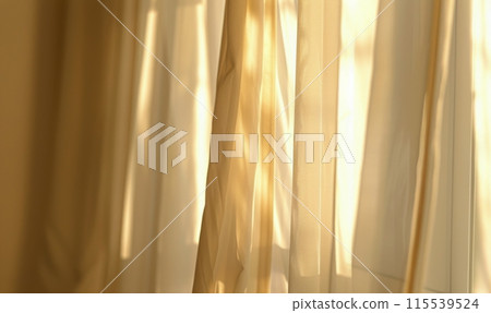 Sunlight Streaming Through Sheer Curtains in a Room 115539524