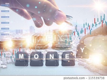 Concept The world's finances are entering an upward trend. Concept The world's finances are entering an upward trend. 115539738