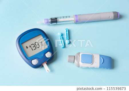 Diabetic kit. glucometer, insulin, lancing device 115539873