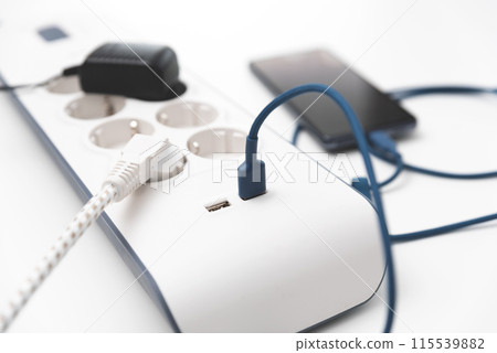 Electric power strip. Multiple devices connected Electric power strip. Multiple devices connected 115539882