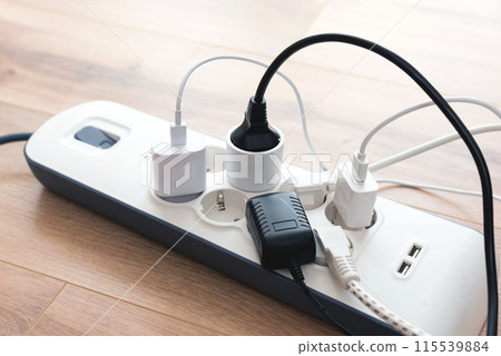 Electric power strip. Multiple devices connected Electric power strip. Multiple devices connected 115539884