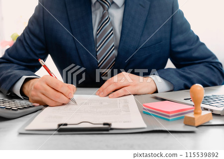 Business accounting concept. Annual tax settlement 115539892