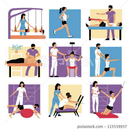 Patient doing exercises under the supervision of a doctor 115539937