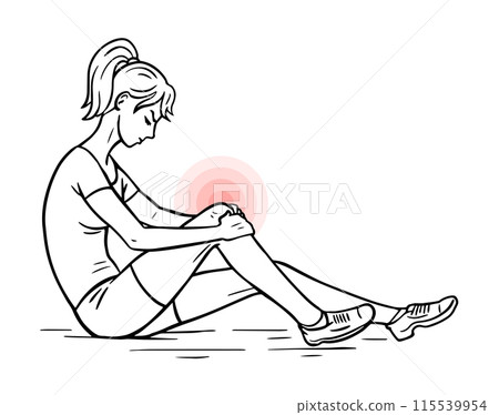 Young woman with knee pain 115539954