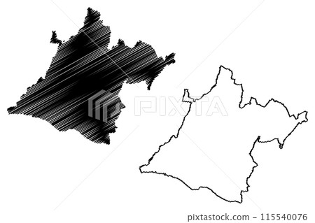 Lavaux-Oron District (Switzerland, Swiss Confederation, Canton of Vaud, Waadt or Vod) map vector illustration, scribble sketch Bezirk Lavaux Oron map 115540076
