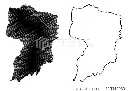 Liestal District (Switzerland, Swiss Confederation, Canton of Basel-Landschaft or Basel-Country, Baselland or Baselbiet) map vector illustration, scribble sketch Bezirk Liestal map 115540083