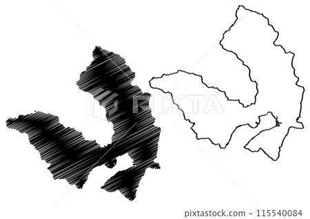 Locarno District (Switzerland, Swiss Confederation, Republic and Canton of Ticino, Tessin) map vector illustration, scribble sketch Bezirk Locarnese map 115540084