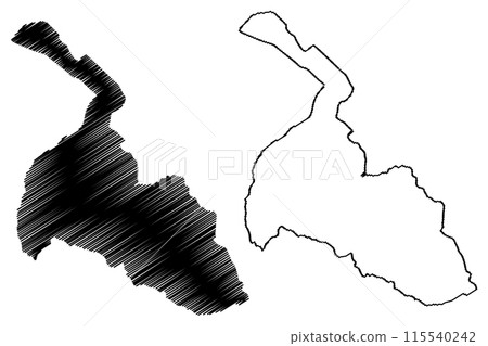 Ostlich Raron District (Switzerland, Swiss Confederation, Canton of Valais or Wallis) map vector illustration, scribble sketch Bezirk ostlich Raron map 115540242