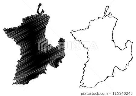 Ouest Lausannois District (Switzerland, Swiss Confederation, Canton of Vaud, Waadt or Vod) map vector illustration, scribble sketch Bezirk de l'Ouest lausannois map 115540243