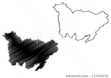 Plessur District (Switzerland, Swiss Confederation, Canton of Grisons, Graubunden) map vector illustration, scribble sketch Plessur Region map 115540245
