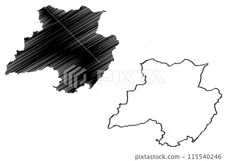 Porrentruy District (Switzerland, Swiss Confederation, Republic and Canton of Jura) map vector illustration, scribble sketch Bezirk Pruntrut map 115540246