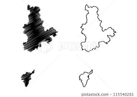 Schaffhausen District (Switzerland, Swiss Confederation, Canton of Schaffhausen or Schaffhouse) map vector illustration, scribble sketch Bezirk map 115540281