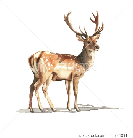 Watercolor illustration of a deer on a white background 115540311