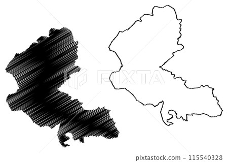 Unterklettgau District (Switzerland, Swiss Confederation, Canton of Schaffhausen or Schaffhouse) map vector illustration, scribble sketch Bezirk Unterklettgau map 115540328