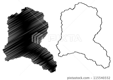 Vallemaggia District (Switzerland, Swiss Confederation, Republic and Canton of Ticino, Tessin) map vector illustration, scribble sketch Bezirk Vallemaggia map 115540332