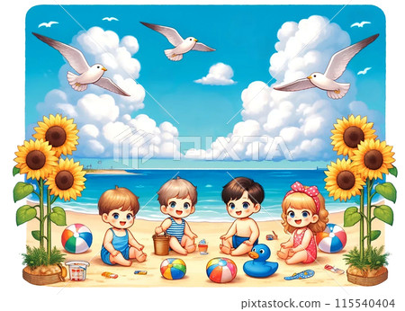 Summer sea and children Summer sea and children 115540404