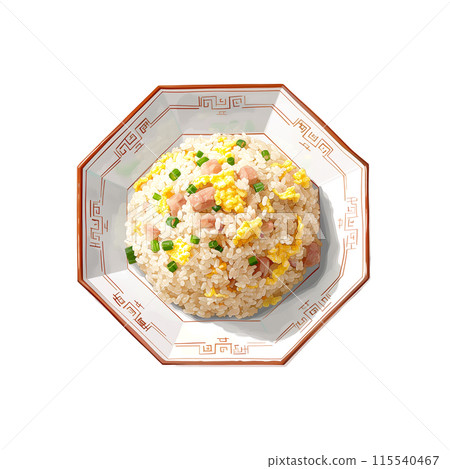 Watercolor illustration of street Chinese fried rice on white background 115540467