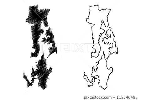 Kingborough Council (Commonwealth of Australia, Tasmania, lutruwita) map vector illustration, scribble sketch Kingborough map 115540485