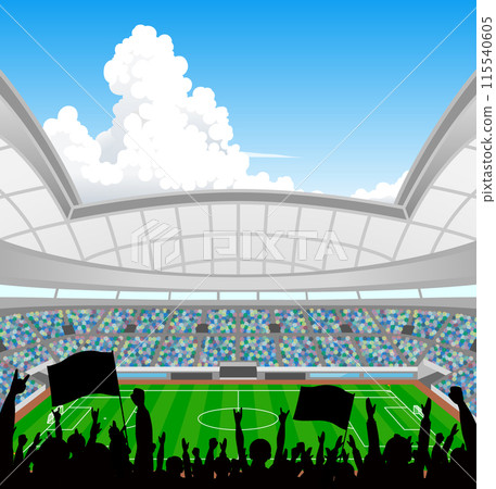 Retractable dome type soccer stadium 115540605
