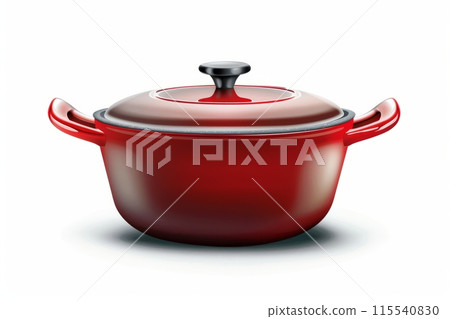 Red casserole dish with handles and lid 115540830