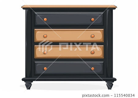 Black and beige chest of drawers with four handles 115540834