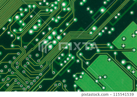 Detailed Green Circuit Board, Close-up. 115541539
