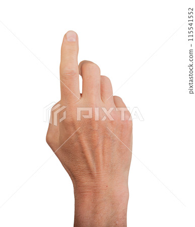 Finger touching, hand clicking. Gesturing index finger pointing, isolated white background. Press Finger touching, hand clicking. Gesturing index finger pointing, isolated white background. Press 115541552