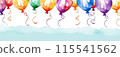 birthday banner. watercolor balloons symbols of birthday party. design holiday greeting card and invitation card 115541562