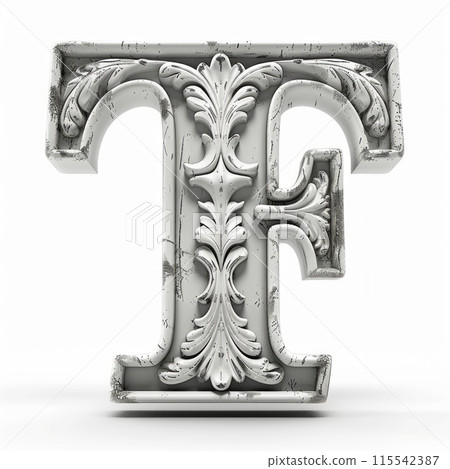 intricate and ornate letter F displayed elegantly on a pure white background. intricate and ornate letter F displayed elegantly on a pure white background. 115542387