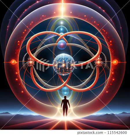 Harmony of Consciousness: Human and Cosmic Symbiosis in Vibrant Digital Art 115542600