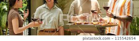 Friends Enjoying Barbeque Party 115542654