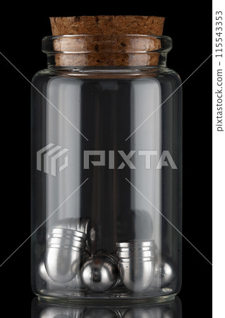 silver bullets for muzzle guns in apothecary glass jar 115543353