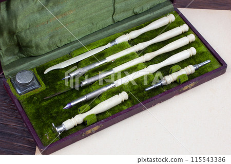 Vintage retro writing tools set. 115543386