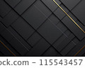 Abstract geometric black background with diagonal stripes, shapes and golden lines. Futuristic technology style. Minimal design. 3d effect. 115543457