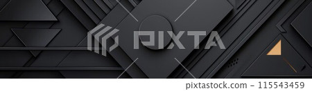 Abstract geometric black background with diagonal stripes, shapes. Futuristic technology style. Minimal design. 3d effect. Abstract geometric black background with diagonal stripes, shapes. Futuristic technology style. Minimal design. 3d effect. 115543459