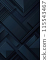 Abstract geometric dark blue background with diagonal stripes, shapes. Futuristic technology style. Minimal design. 3d effect. 115543467