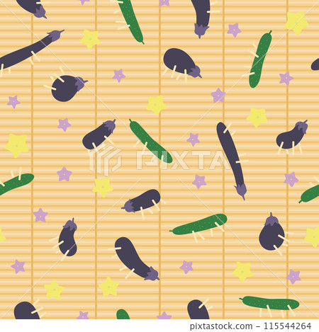 Seamless pattern of Obon's spirit horse, spirit cow and checkered pattern (sudare) 115544264
