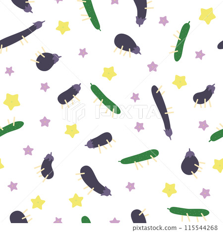 Seamless pattern with Obon's spirit horse and spirit cow and checkered pattern Seamless pattern with Obon's spirit horse and spirit cow and checkered pattern 115544268